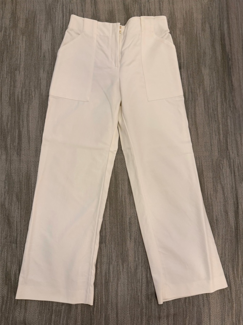 Uterque Cream Wide-Leg High-Rise Pants